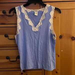 Periwinkle, Banana Republic, Lace Trim Sleeveless Top